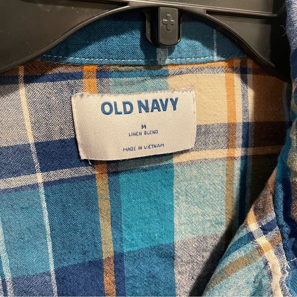 Old Navy Short Sleeve Men’s Plaid Linen Shirt - Picture 2 of 5